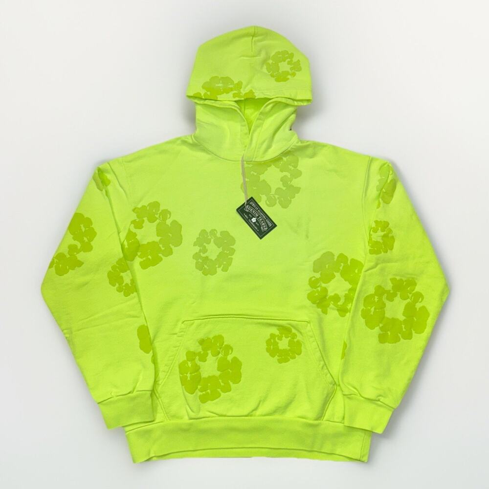 Denim Tears Mono Cotton Wreath Neon Green Hoodie Size Medium